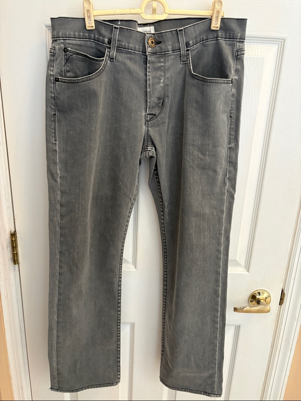 Hudson Jeans Men's Washed Gray Straight-Leg Jeans size 33 style is Byron